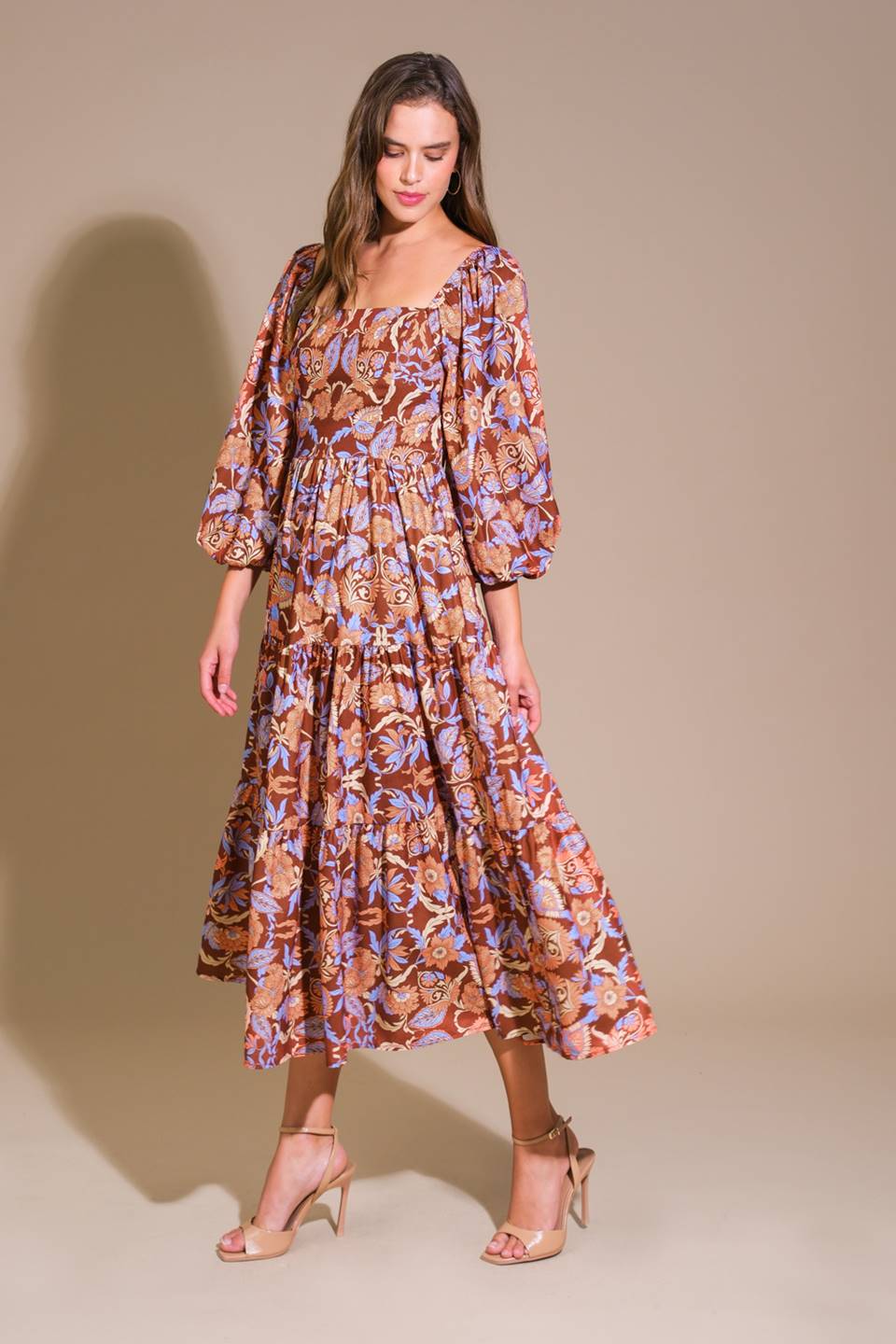 Keepping Tabs Woven Midi Dress