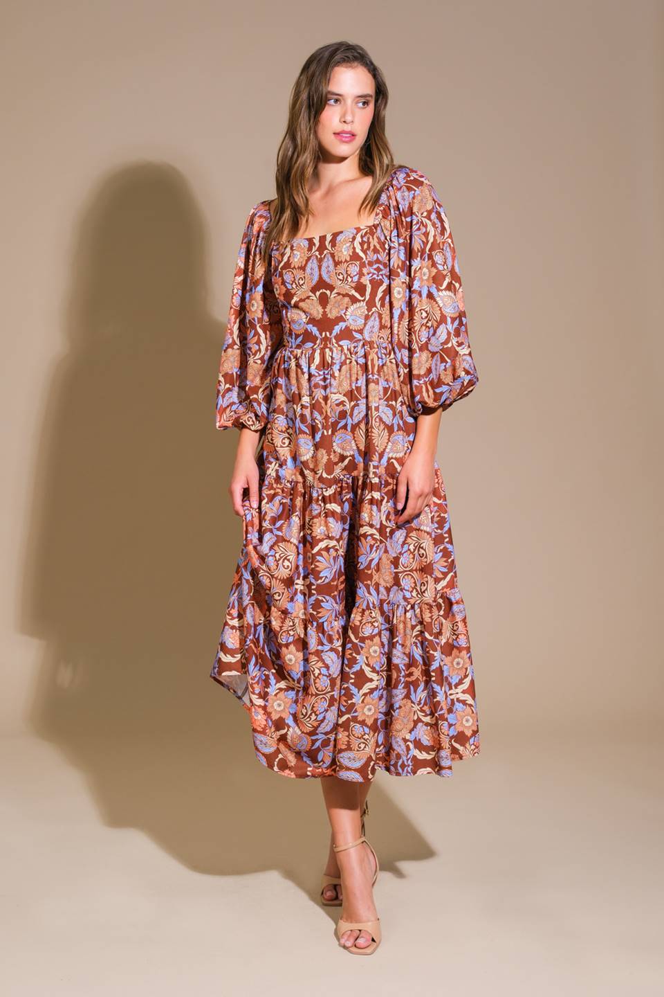 Keepping Tabs Woven Midi Dress