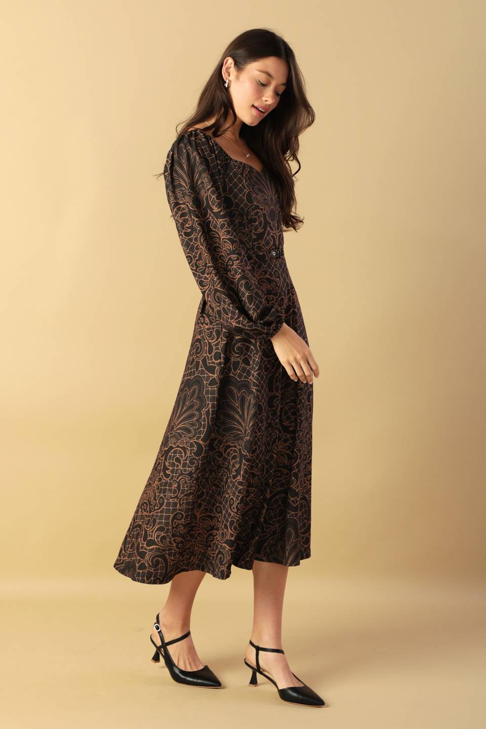 Rustic Allure Woven Midi Dress