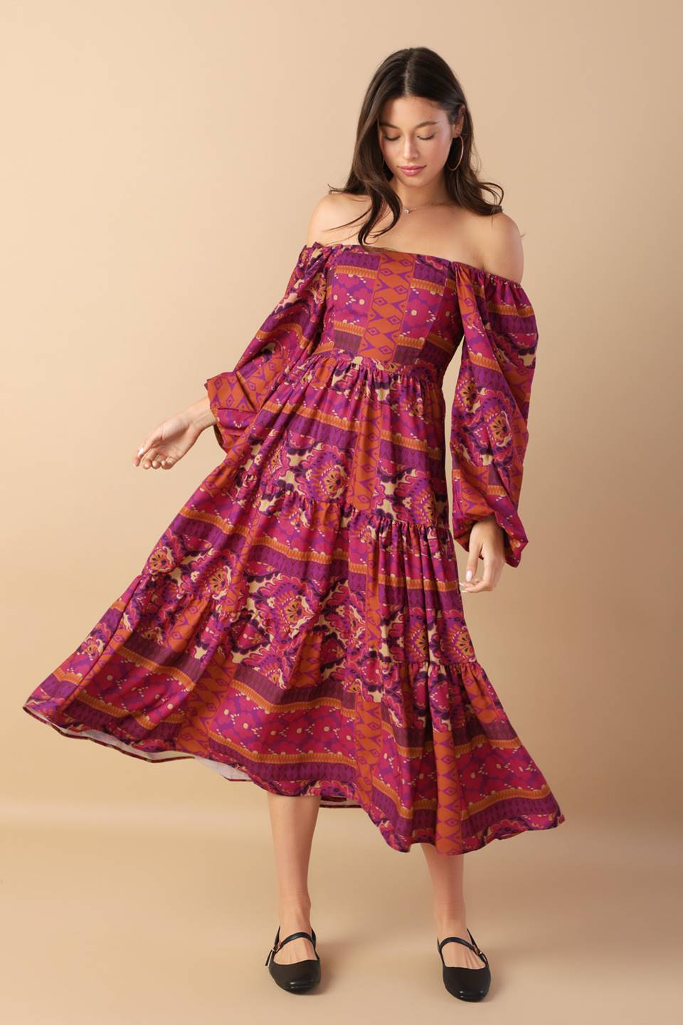 Mellow Moments Woven Midi Dress