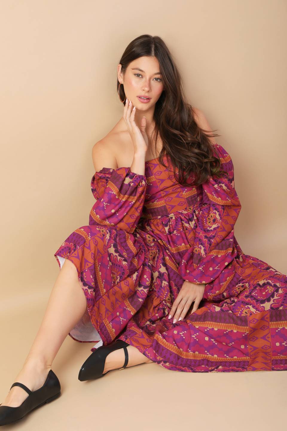 Mellow Moments Woven Midi Dress