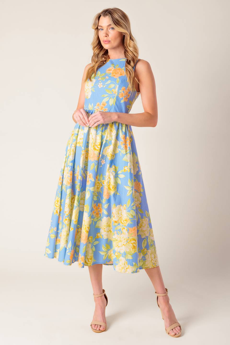Like Magic Powder Blue Woven Midi Dress