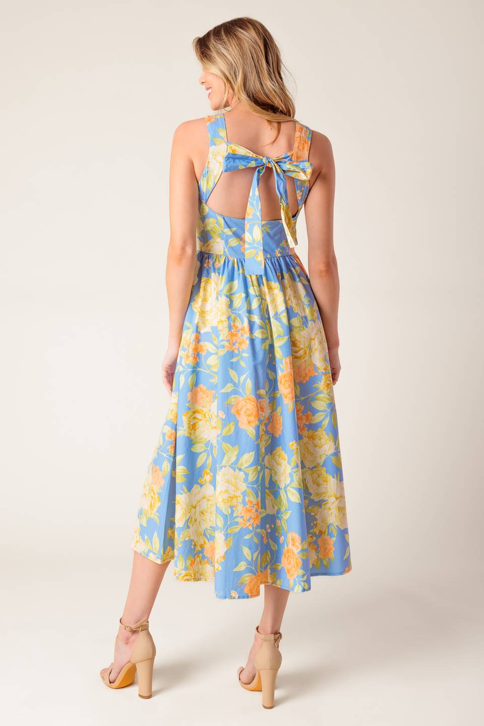 Like Magic Powder Blue Woven Midi Dress