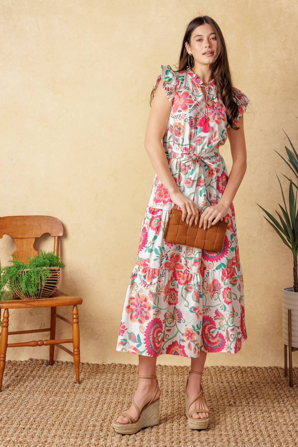 Bright Moments Woven Midi Dress