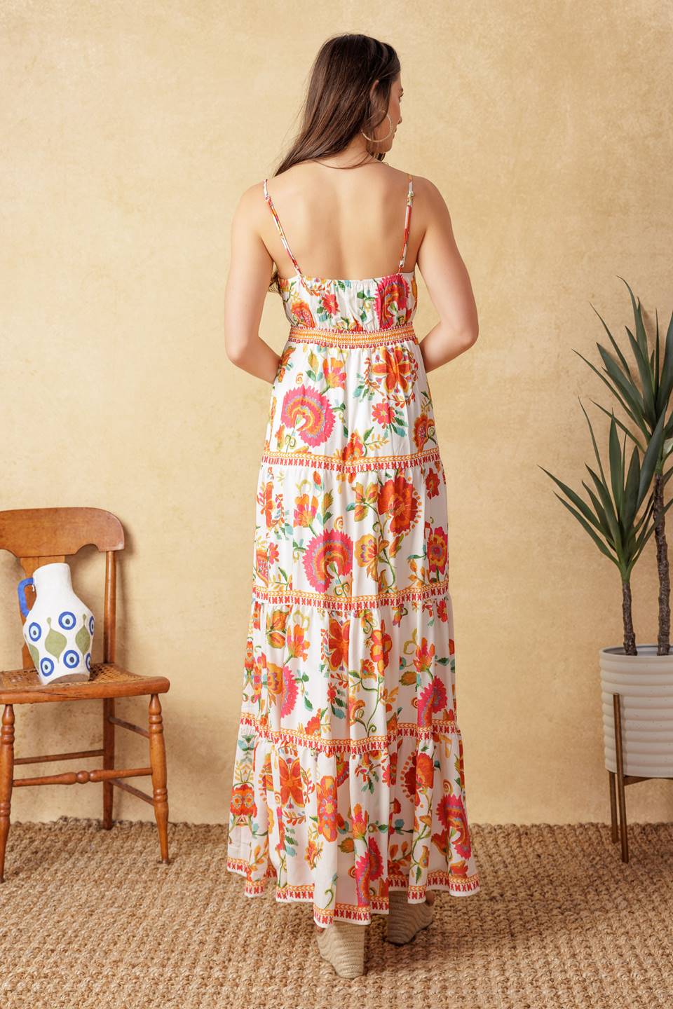 Easy On Me Ivory Red Midi Dress