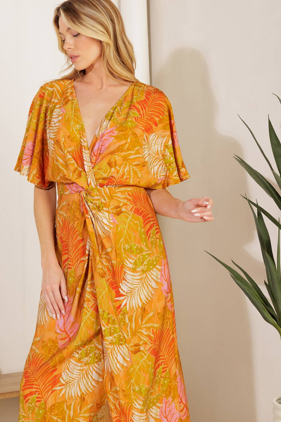 Budding Hearts Woven Midi Dress