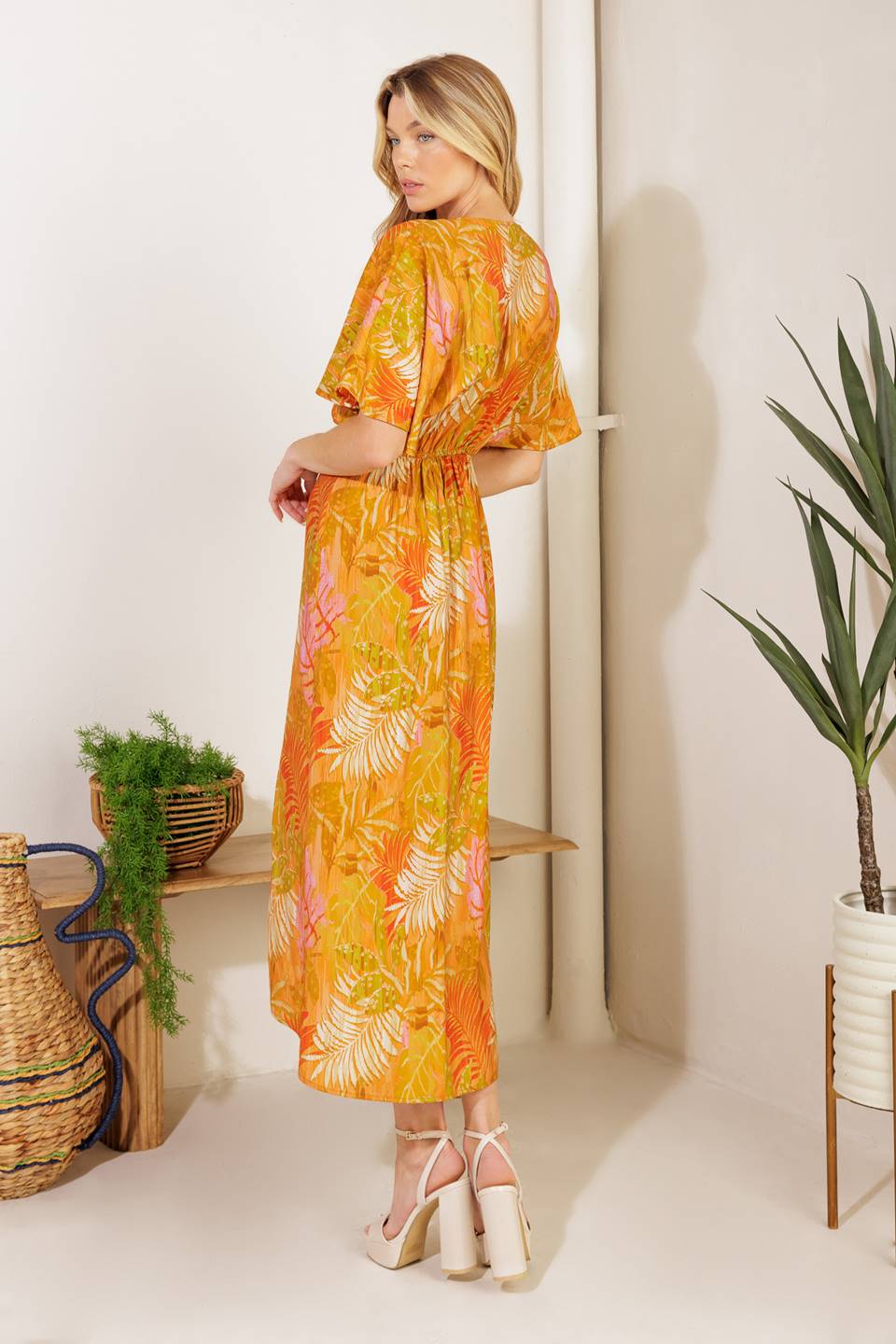 Budding Hearts Woven Midi Dress