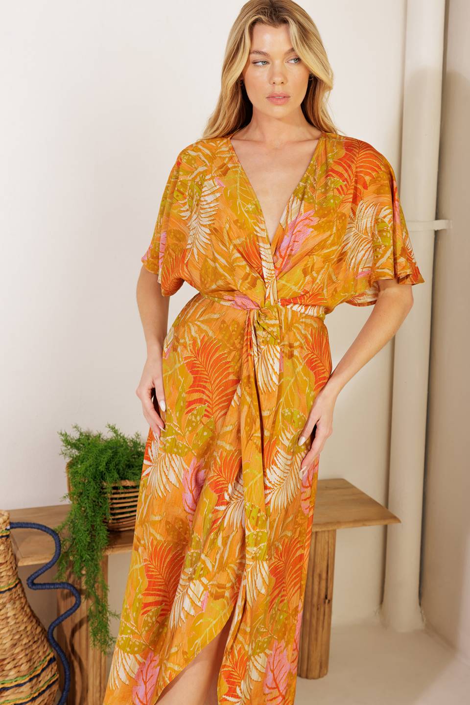 Budding Hearts Woven Midi Dress