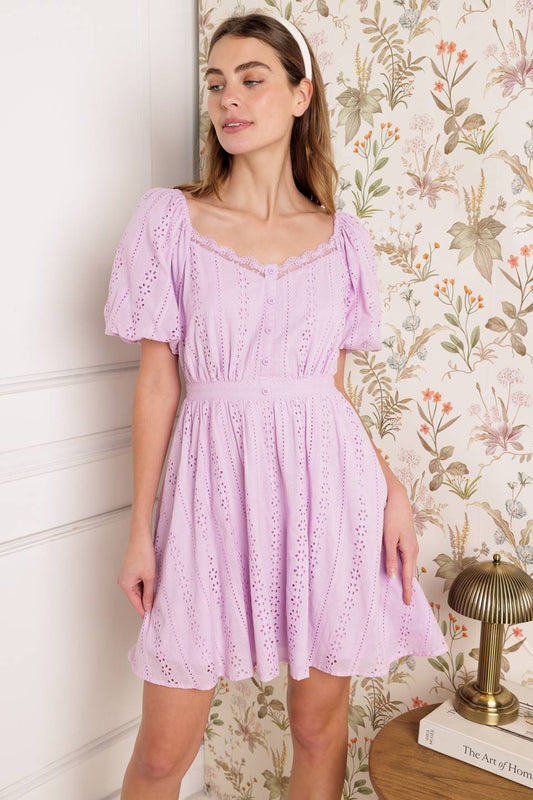 Midnight Mirage Gown Woven Eyelet Mini Dress