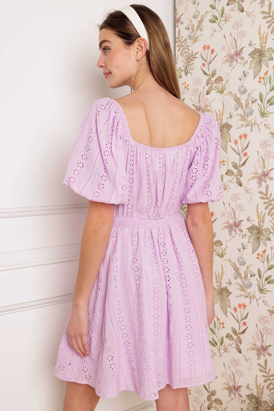 Midnight Mirage Gown Woven Eyelet Mini Dress