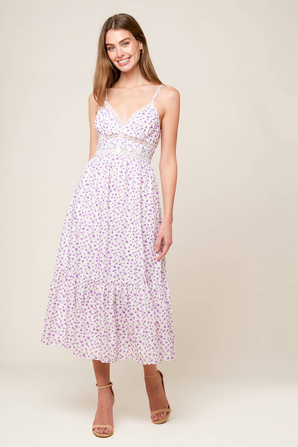 Daylight Glimmer Lavender Woven Midi Dress