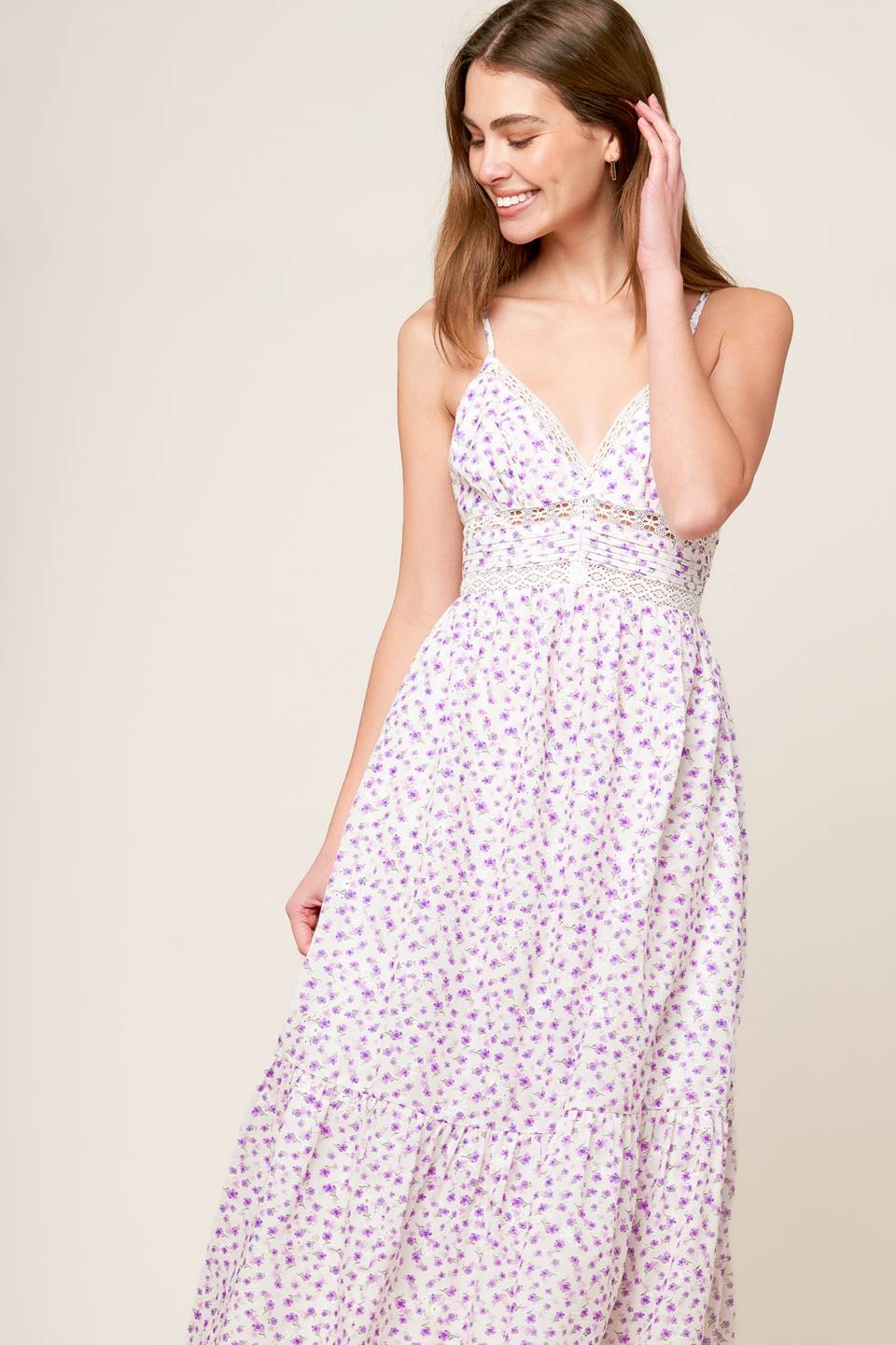 Daylight Glimmer Lavender Woven Midi Dress