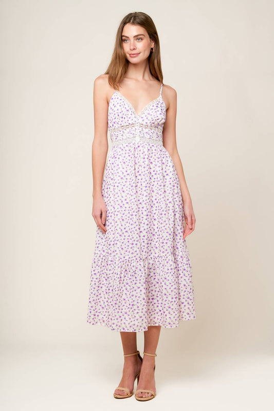 Daylight Glimmer Lavender Woven Midi Dress