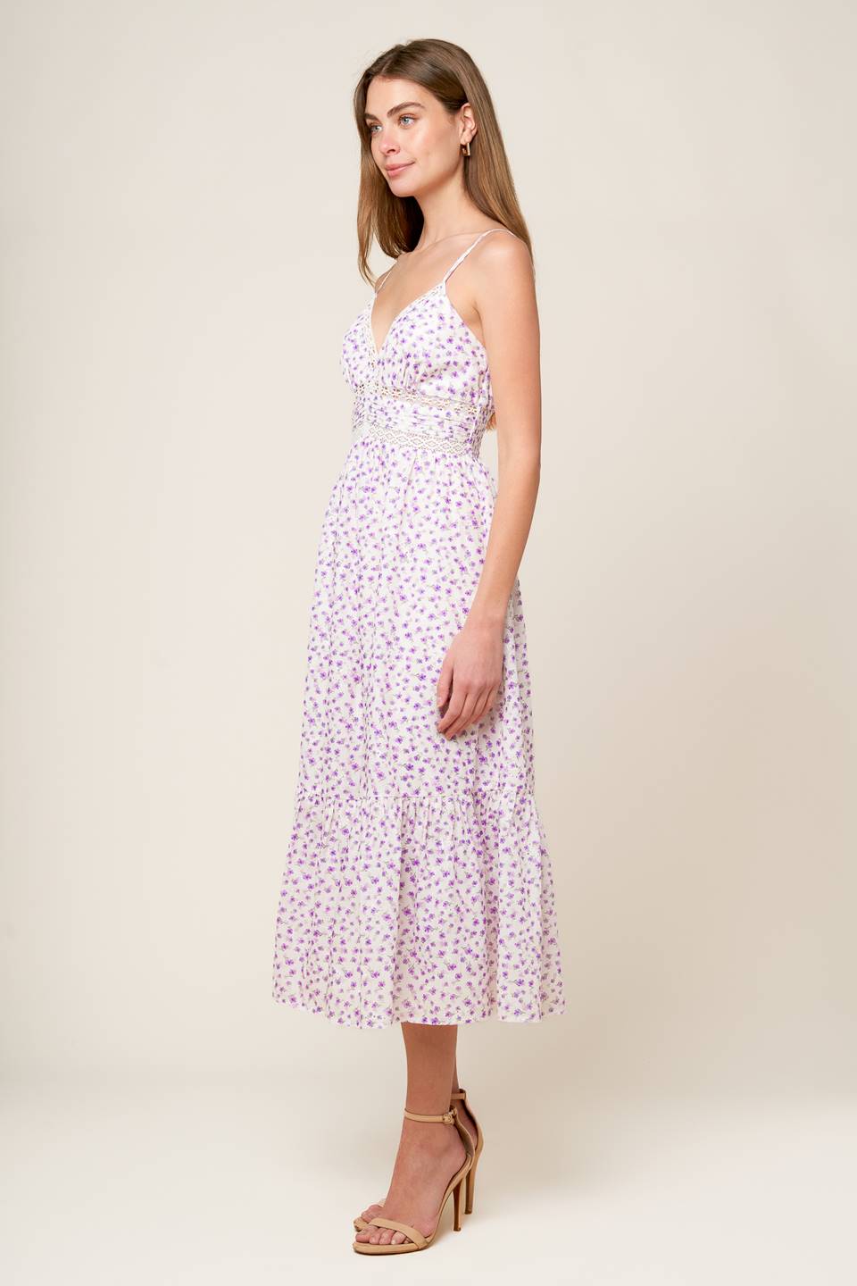 Daylight Glimmer Lavender Woven Midi Dress