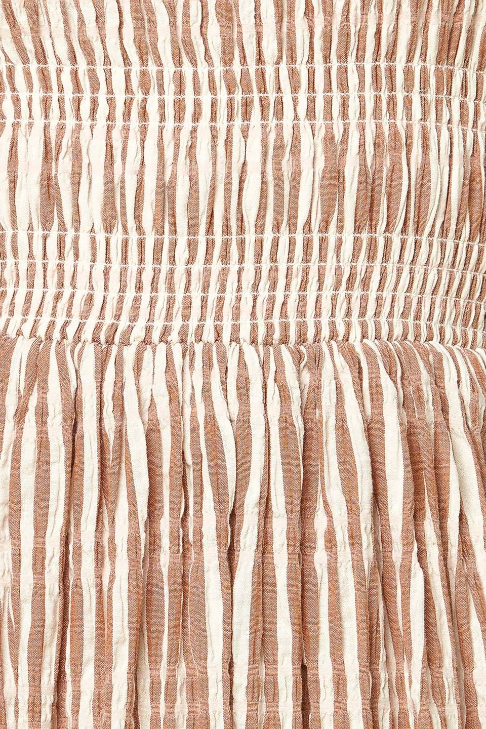 Valhalla Brown Striped Woven Midi Dress