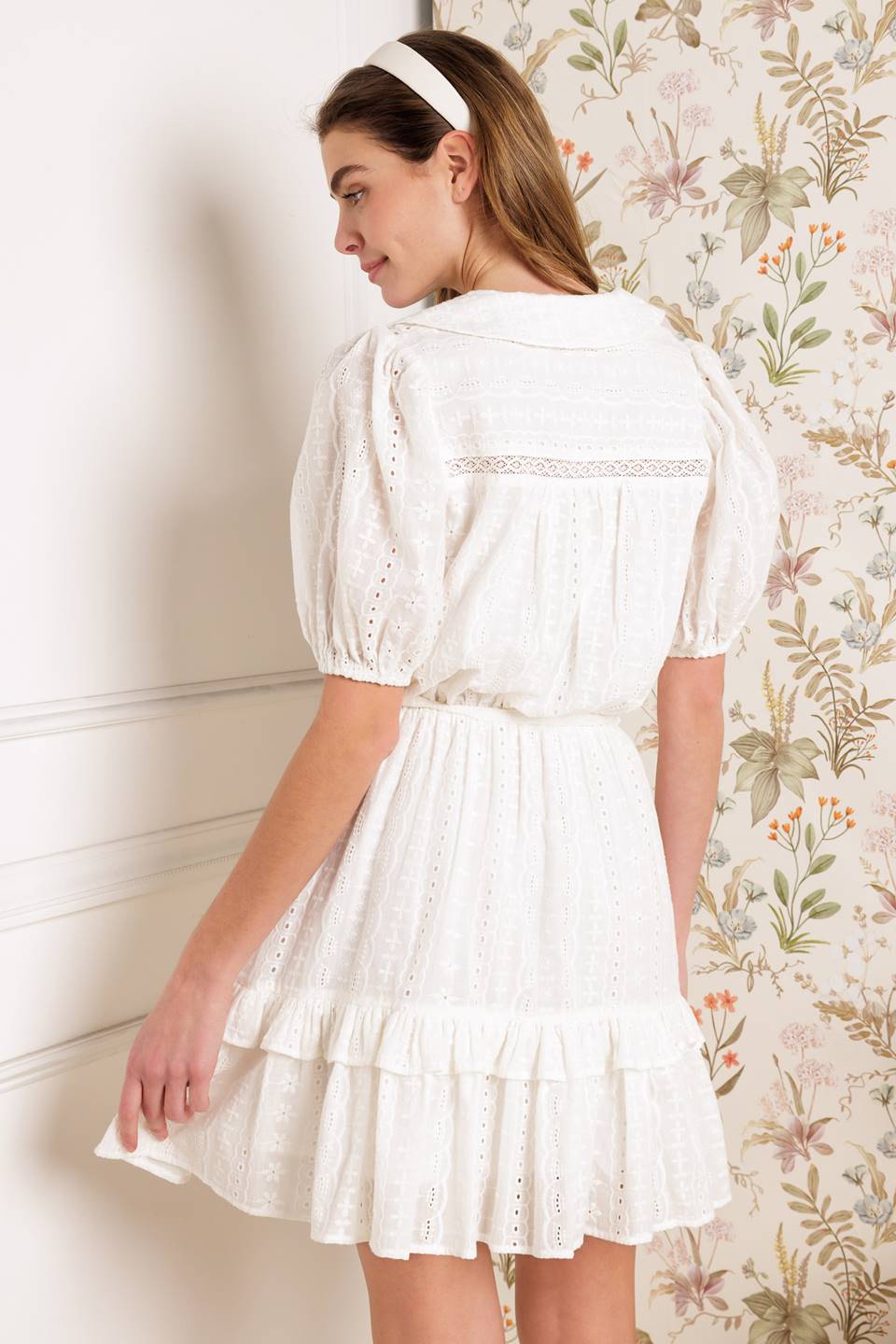 Starlight Soiree Woven Eyelet Mini Dress