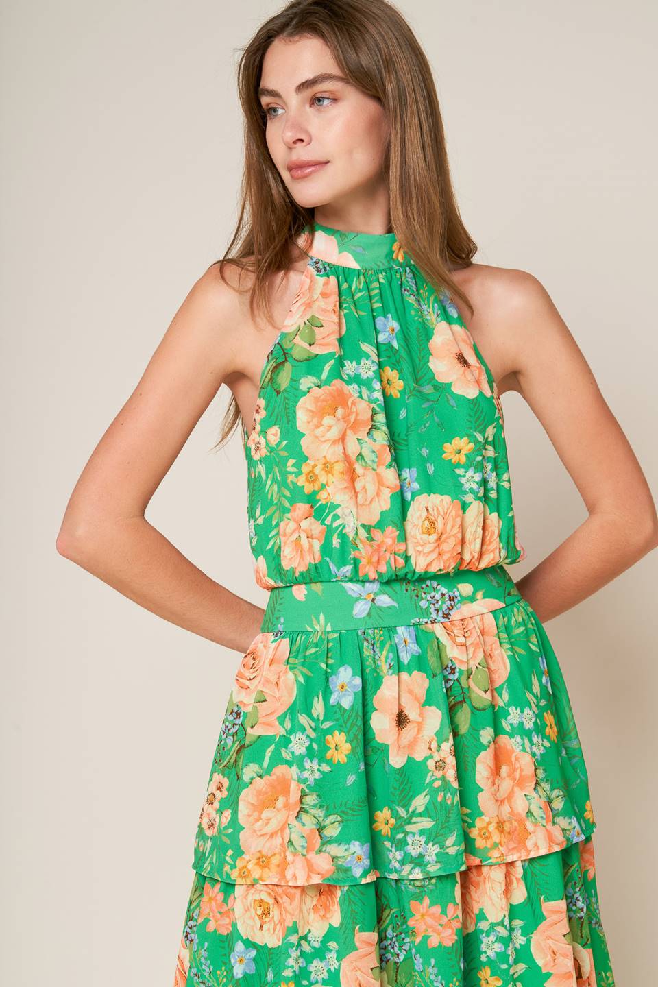 Porcelain Bloom Woven Maxi Dress