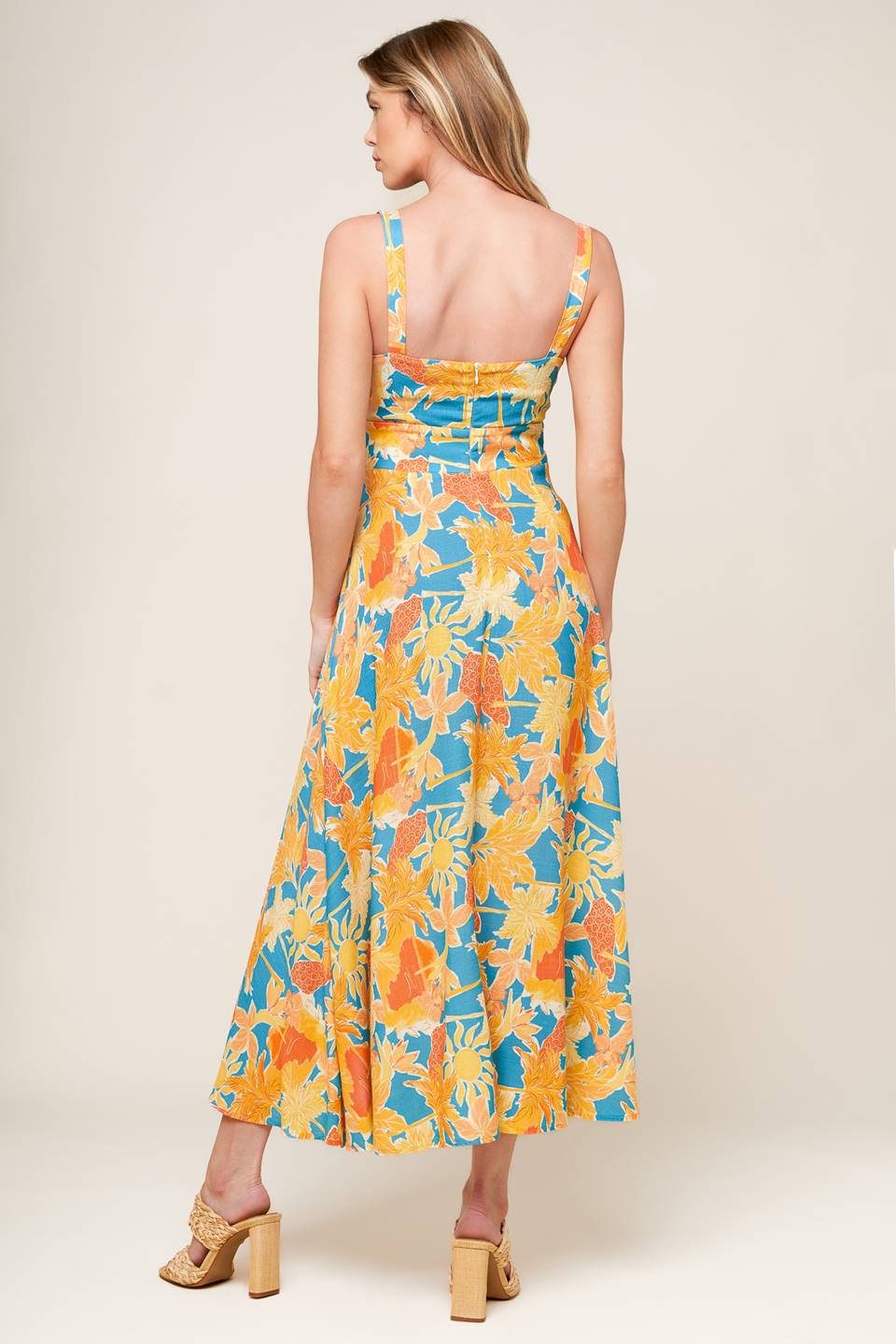 Twirl Me Blue Woven Midi Dress