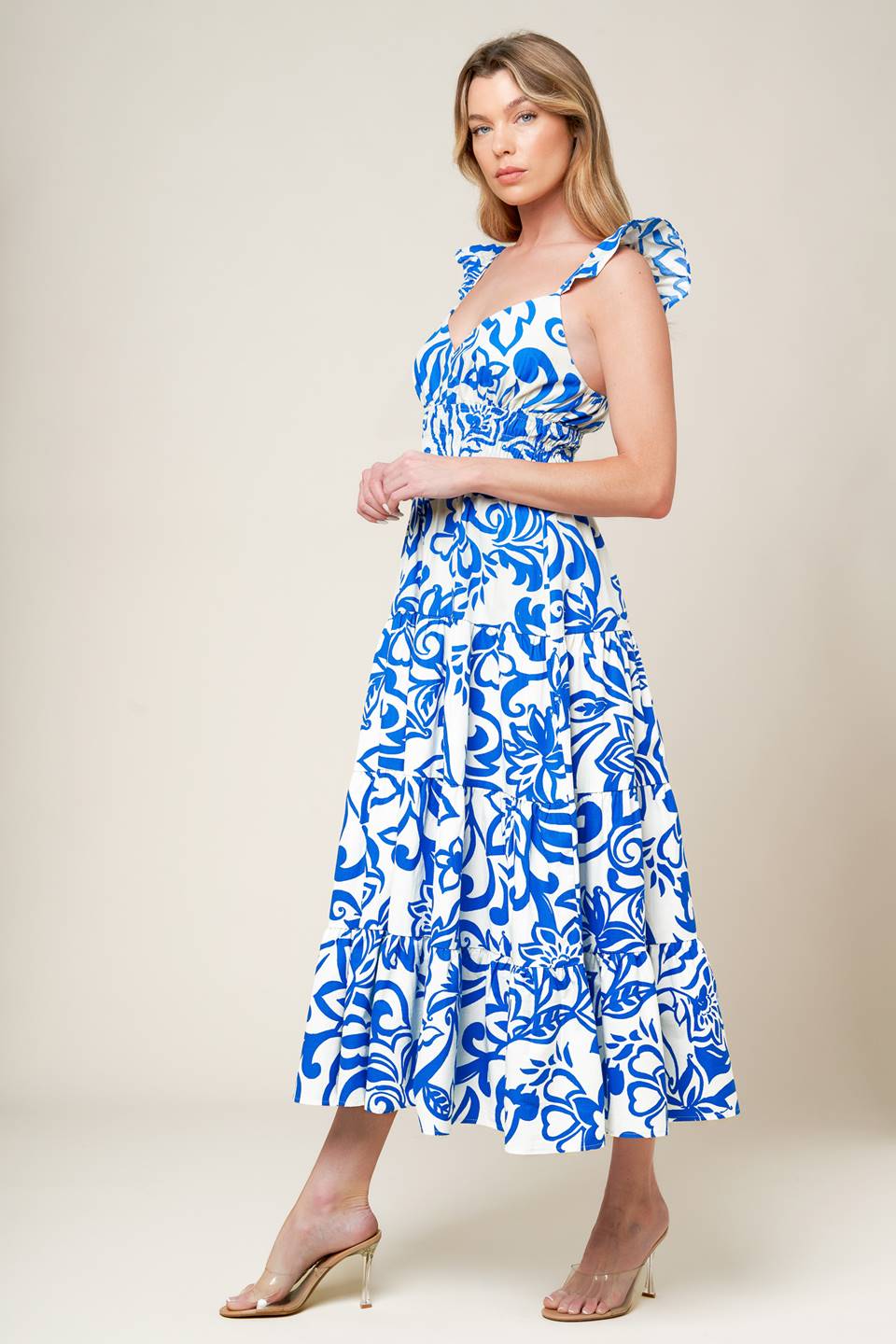 Memorable Entrance Blue Woven Midi Dress