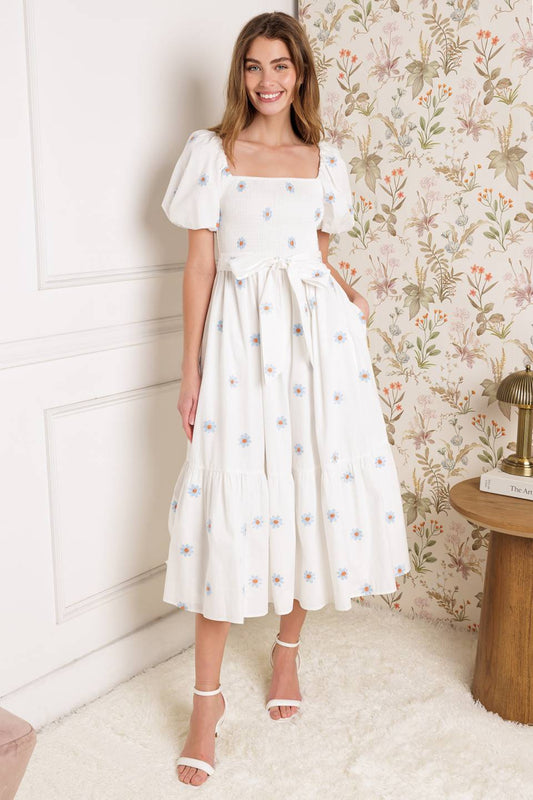 Luxe Lagoon Embroidered Midi Dress