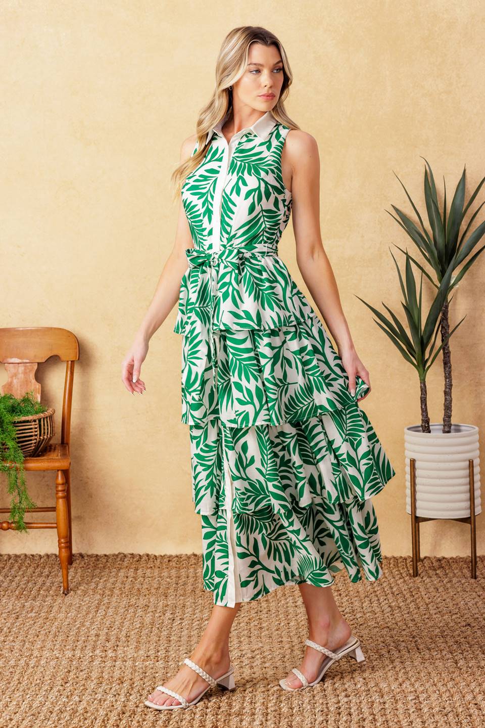 Park Avenue Woven Woven Midi Dress