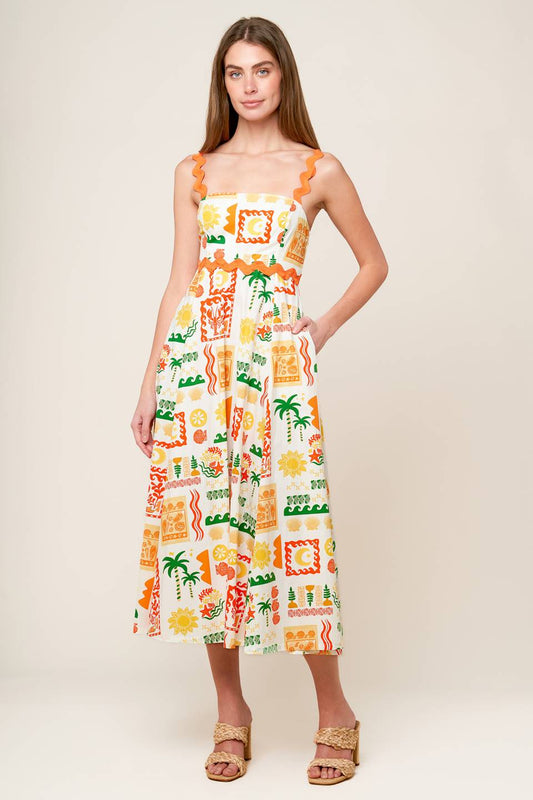 Roaming Around Woven Midi Dress