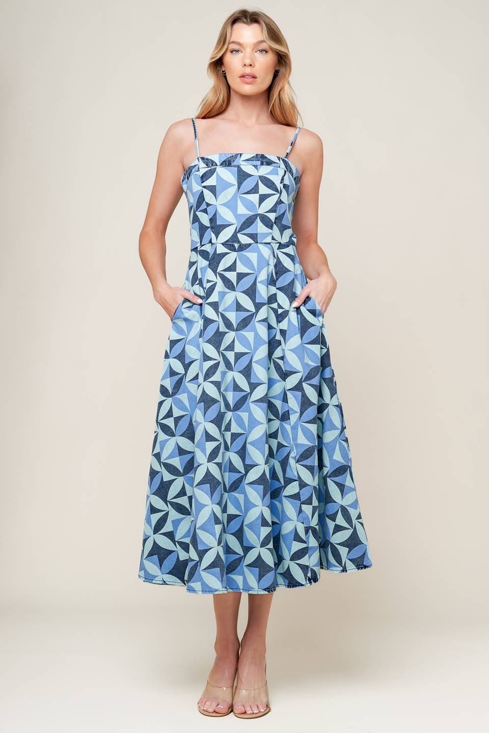 Gwenny Blue Denim Midi Dress