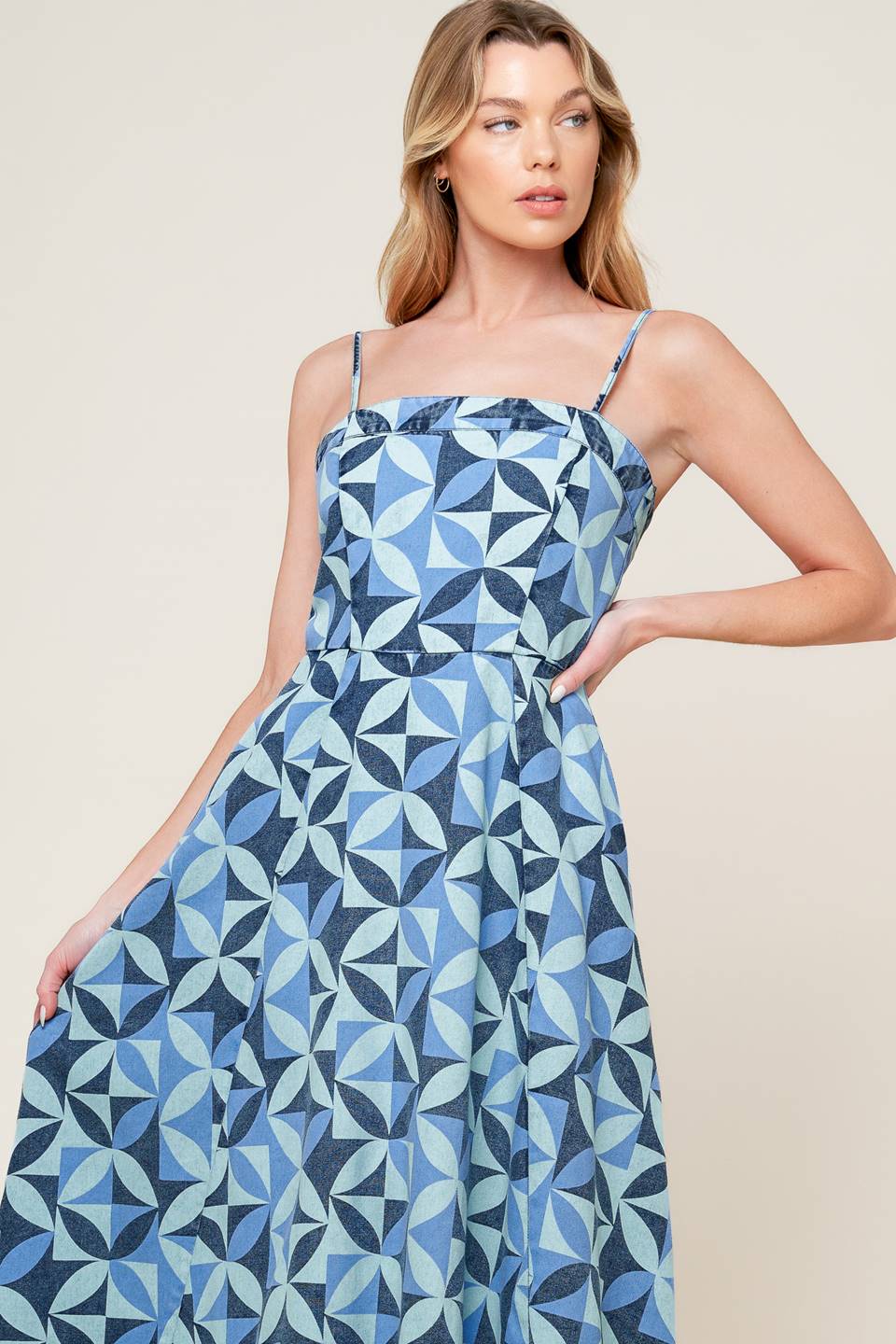Gwenny Blue Denim Midi Dress