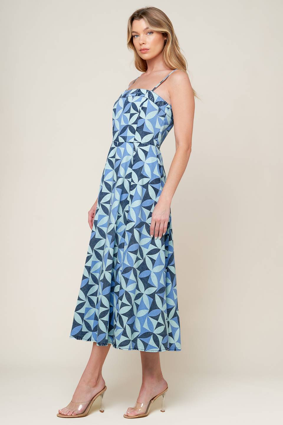 Gwenny Blue Denim Midi Dress