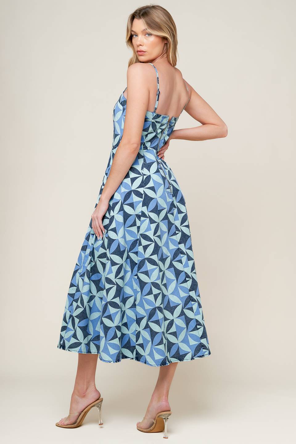 Gwenny Blue Denim Midi Dress