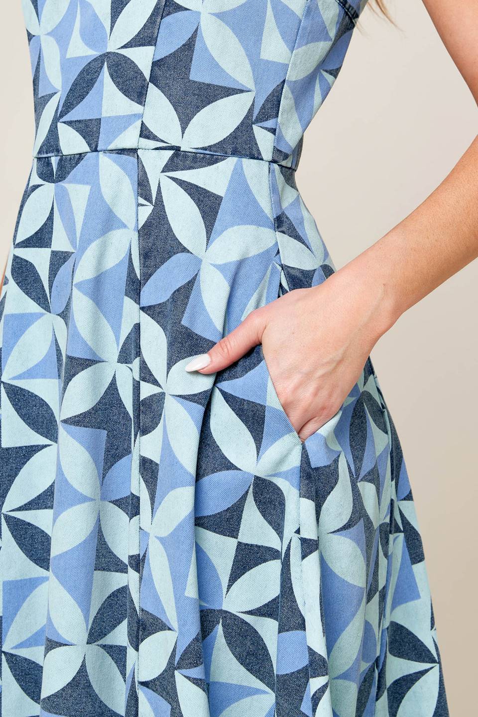 Gwenny Blue Denim Midi Dress