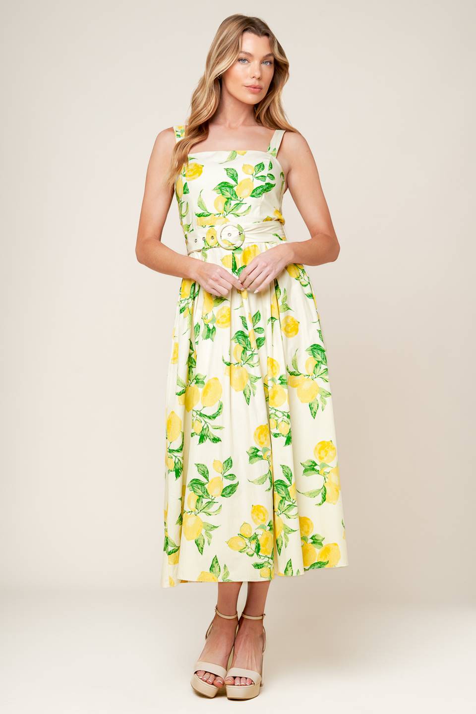 Beaming Perfection Ivory Woven Midi Dress