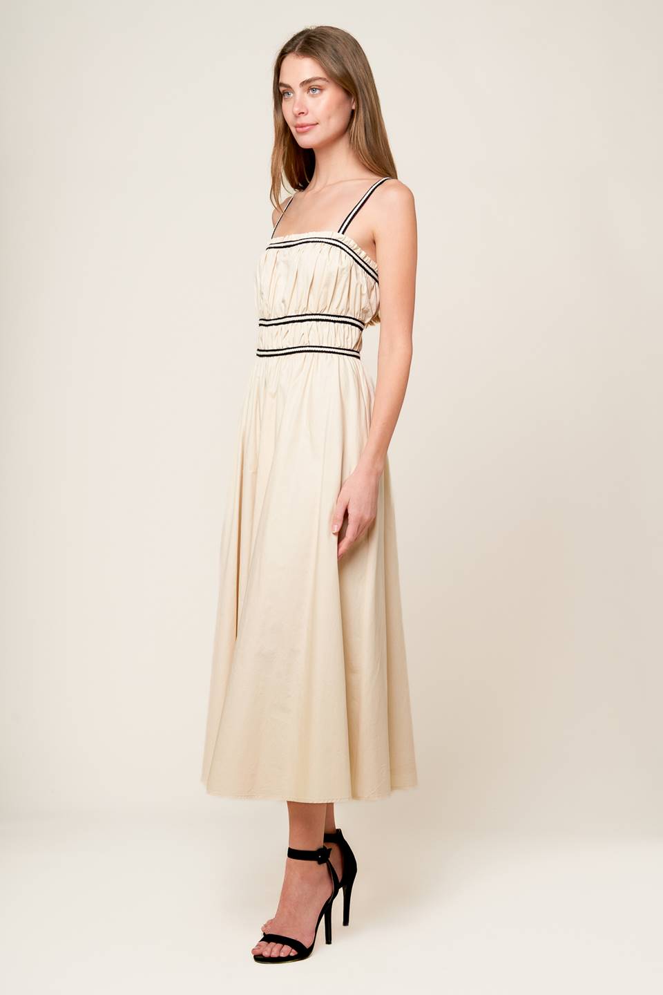 Terrific Timing Cream Woven Midi Dress