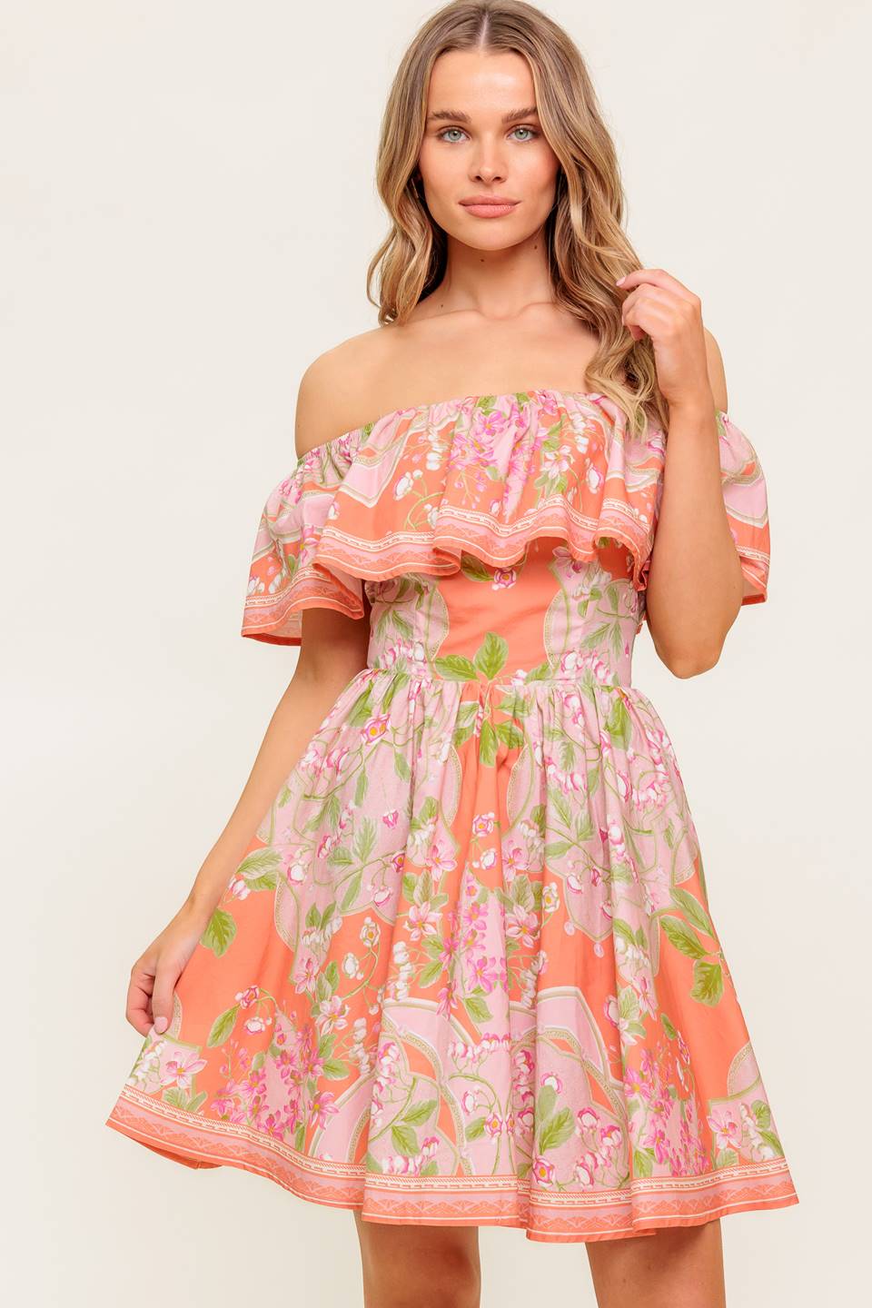 Whispering Coral Woven Mini Dress