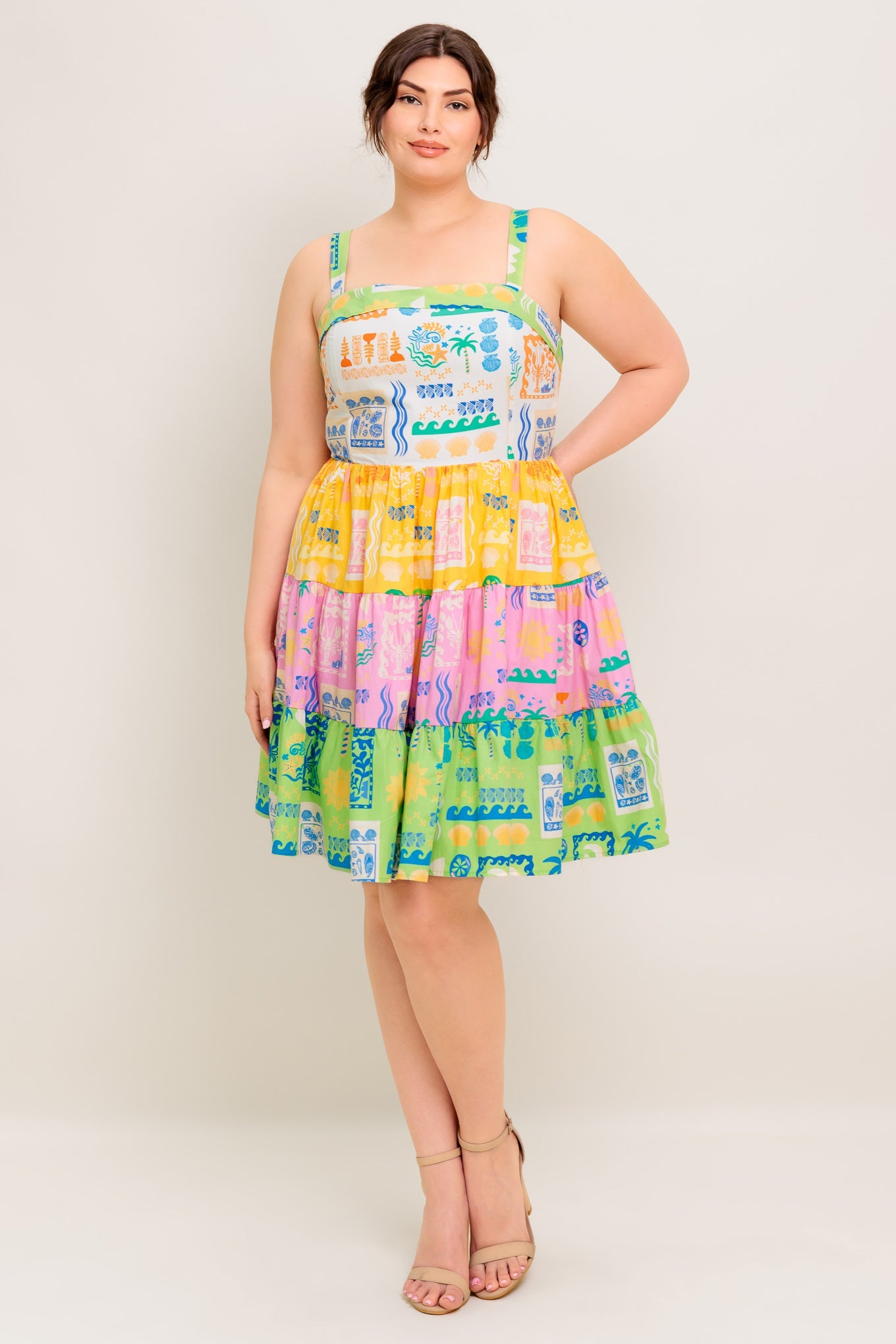 Out of Office Green Woven Mini Dress