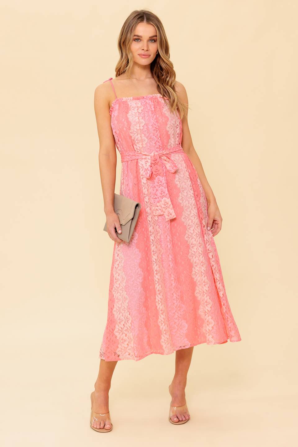 Tailor Made For You Woven Lace Midi Dress