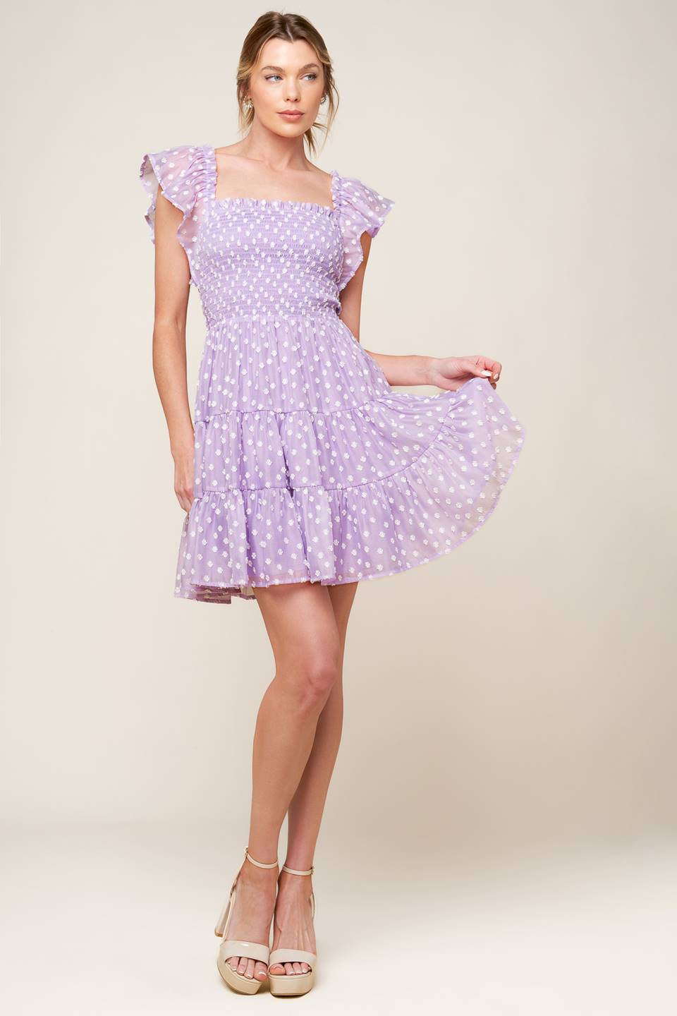 Playfully Posh Lavender Woven Mini Dress