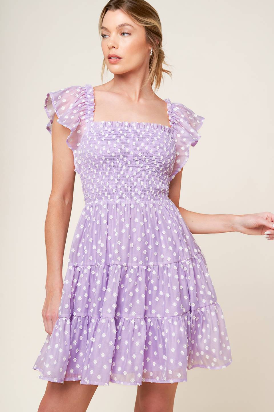 Playfully Posh Lavender Woven Mini Dress