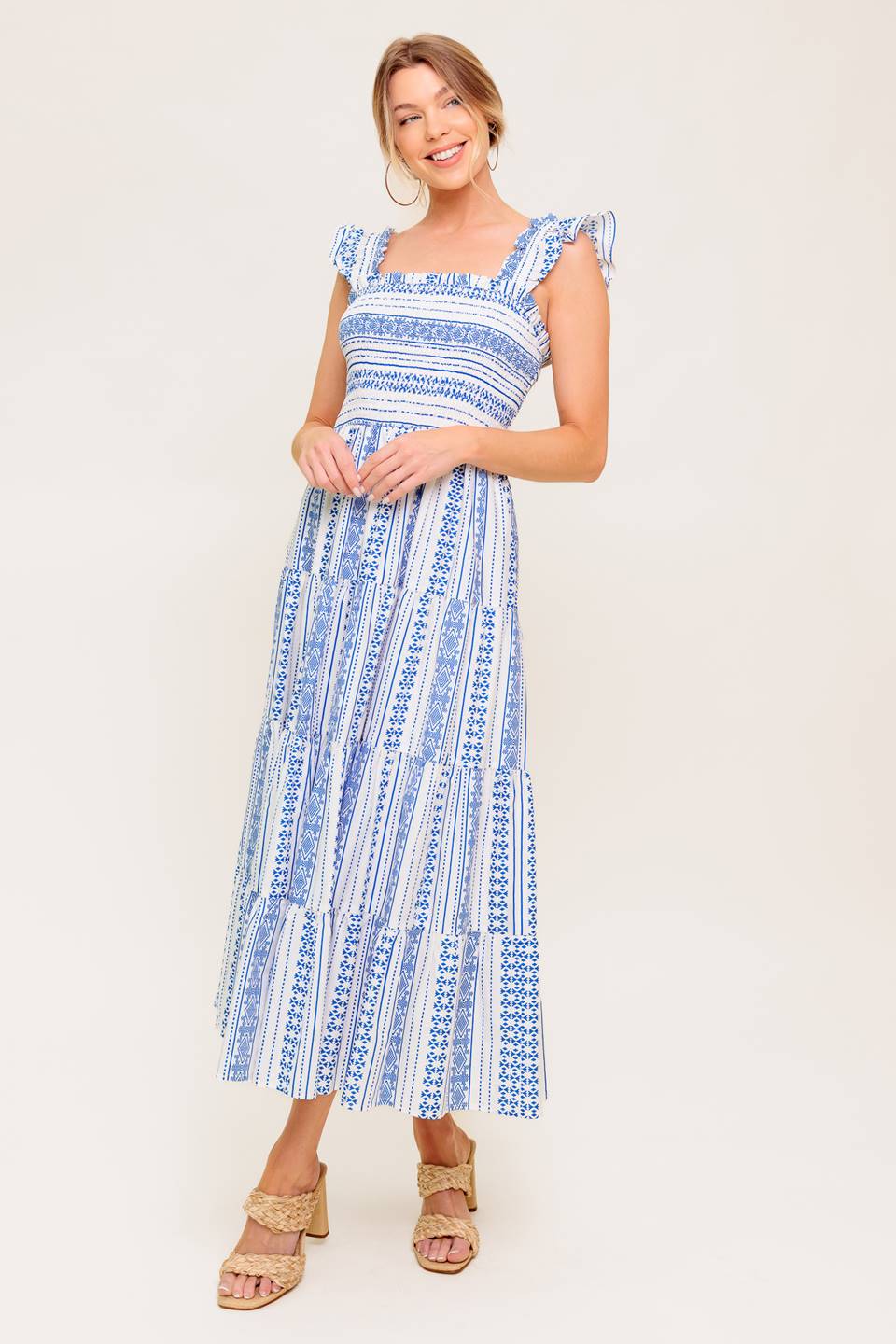 Midsummer Petals Woven Midi Dress