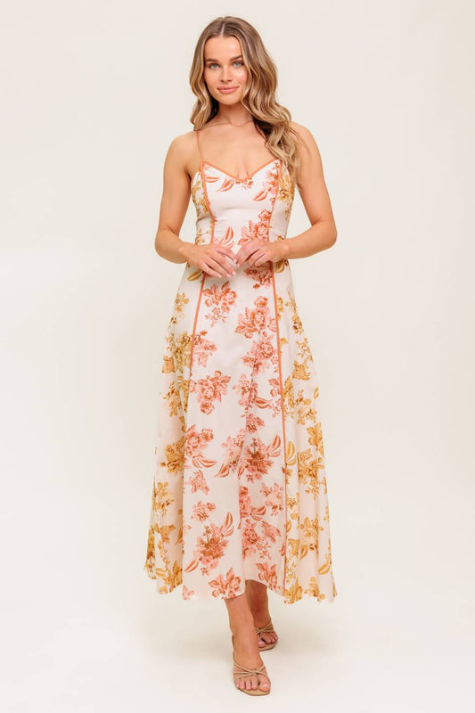 Sandstone Petal Woven Midi Dress