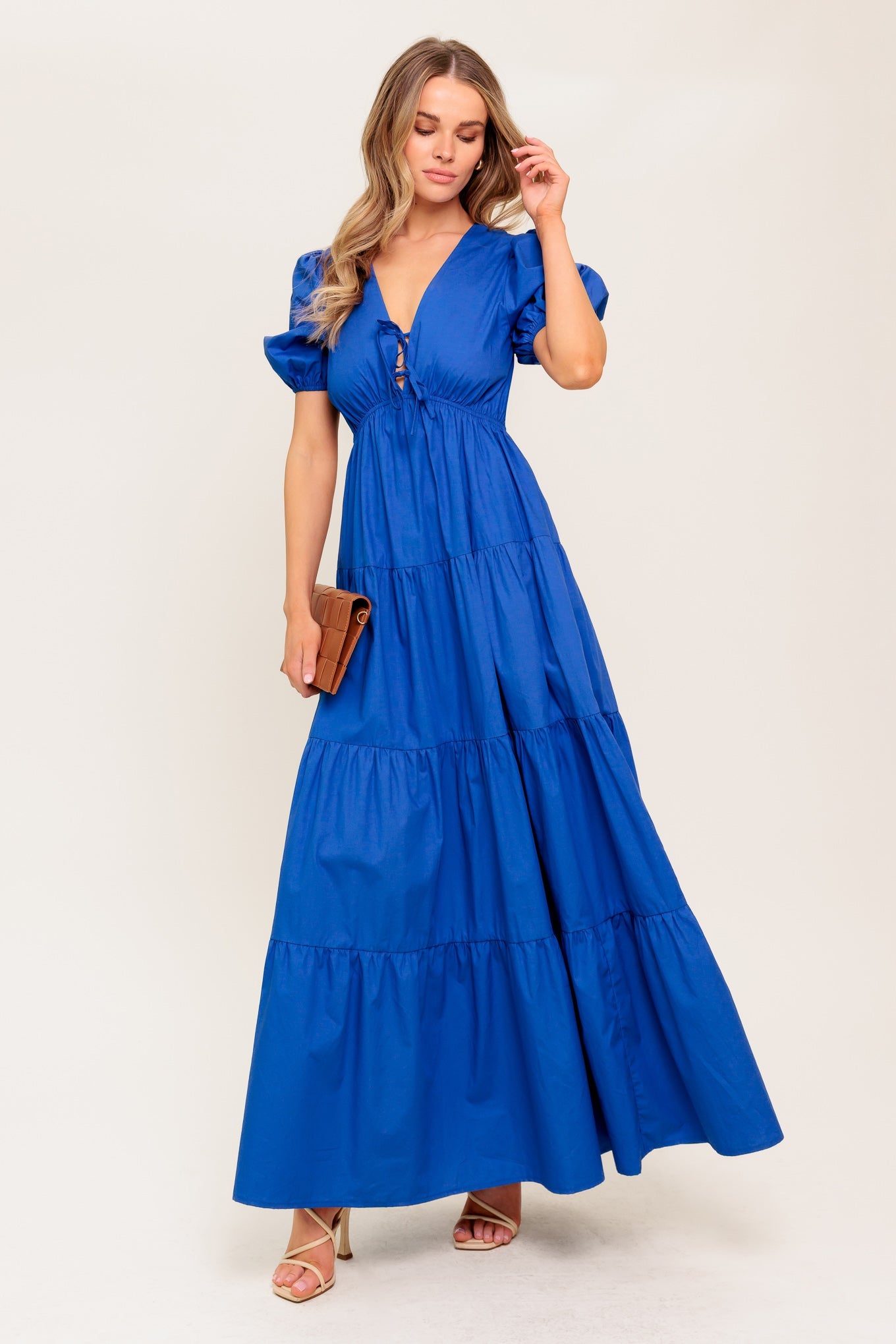 Summer Glow Royal Blue Woven Maxi Dress