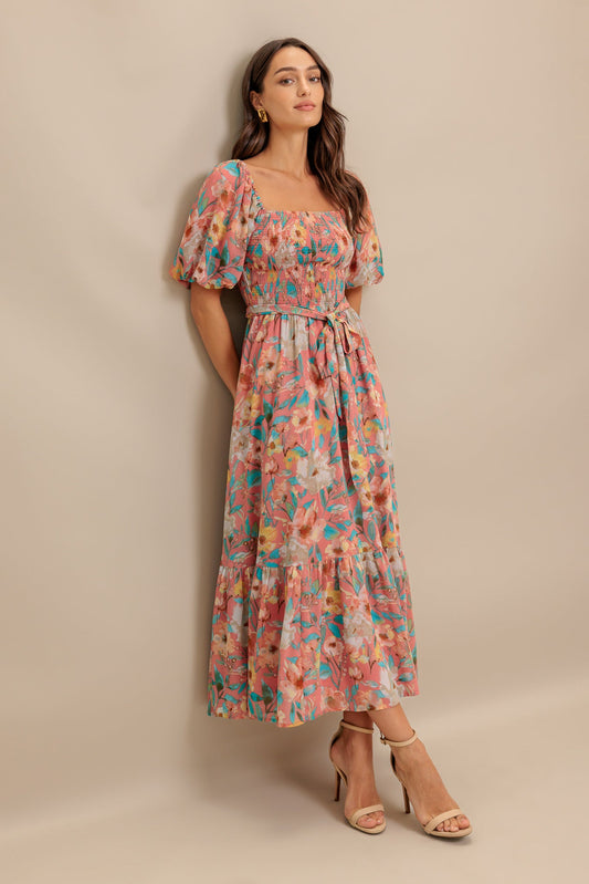 Morning Bloom Dreams Woven Midi Dress