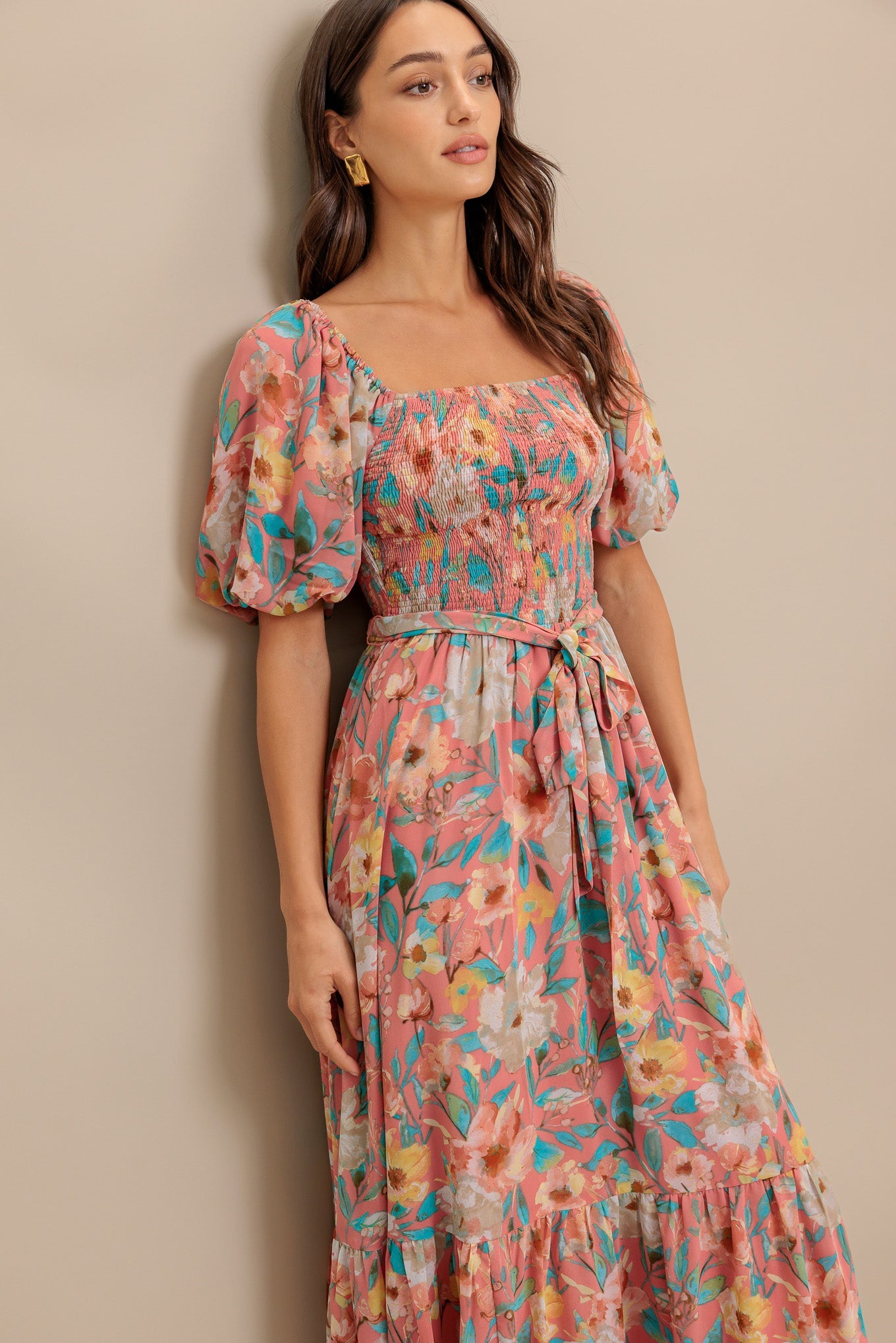 Morning Bloom Dreams Woven Midi Dress