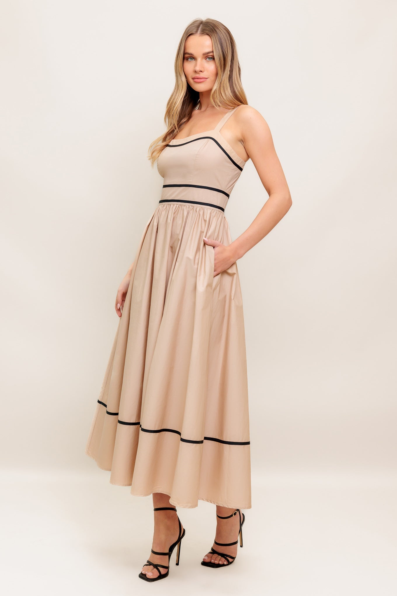 Quiet Luxe Strap Woven Midi Dress