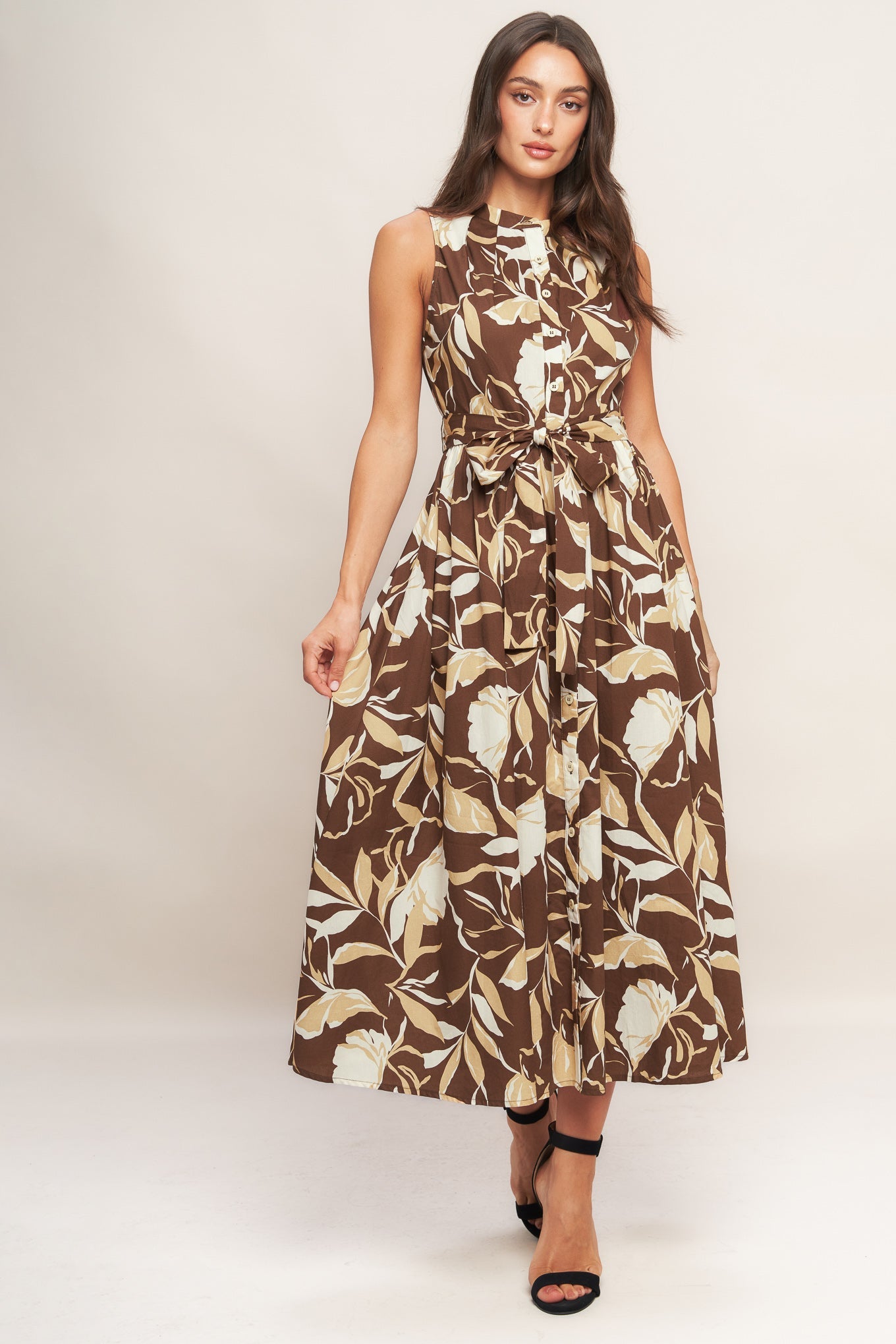 Elegant Bloom Woven Midi Dress