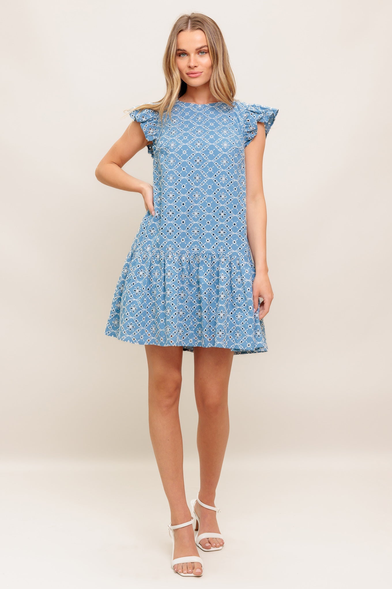 Cupcake Smile Woven Eyelet Mini Dress