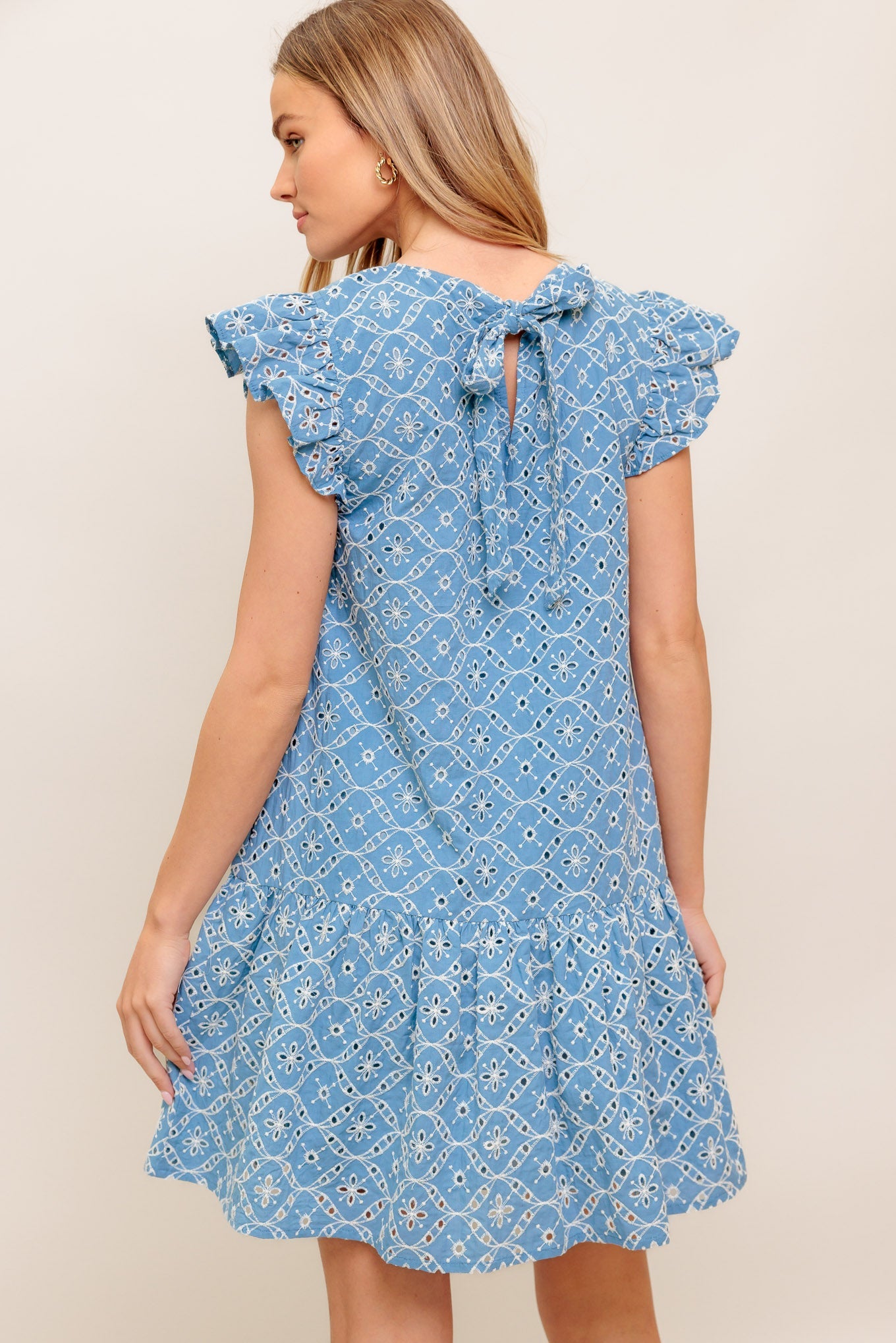 Cupcake Smile Woven Eyelet Mini Dress