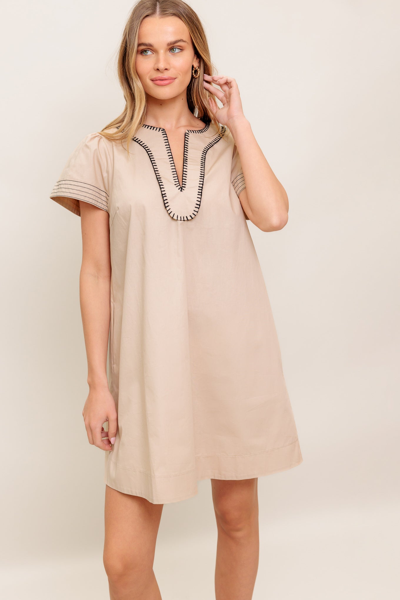 Calm Silhouette Woven Mini Dress