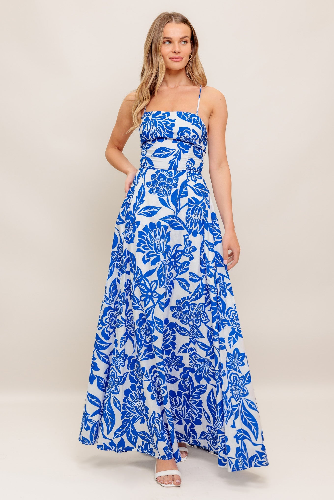Seaside Bloom Woven Maxi Dress