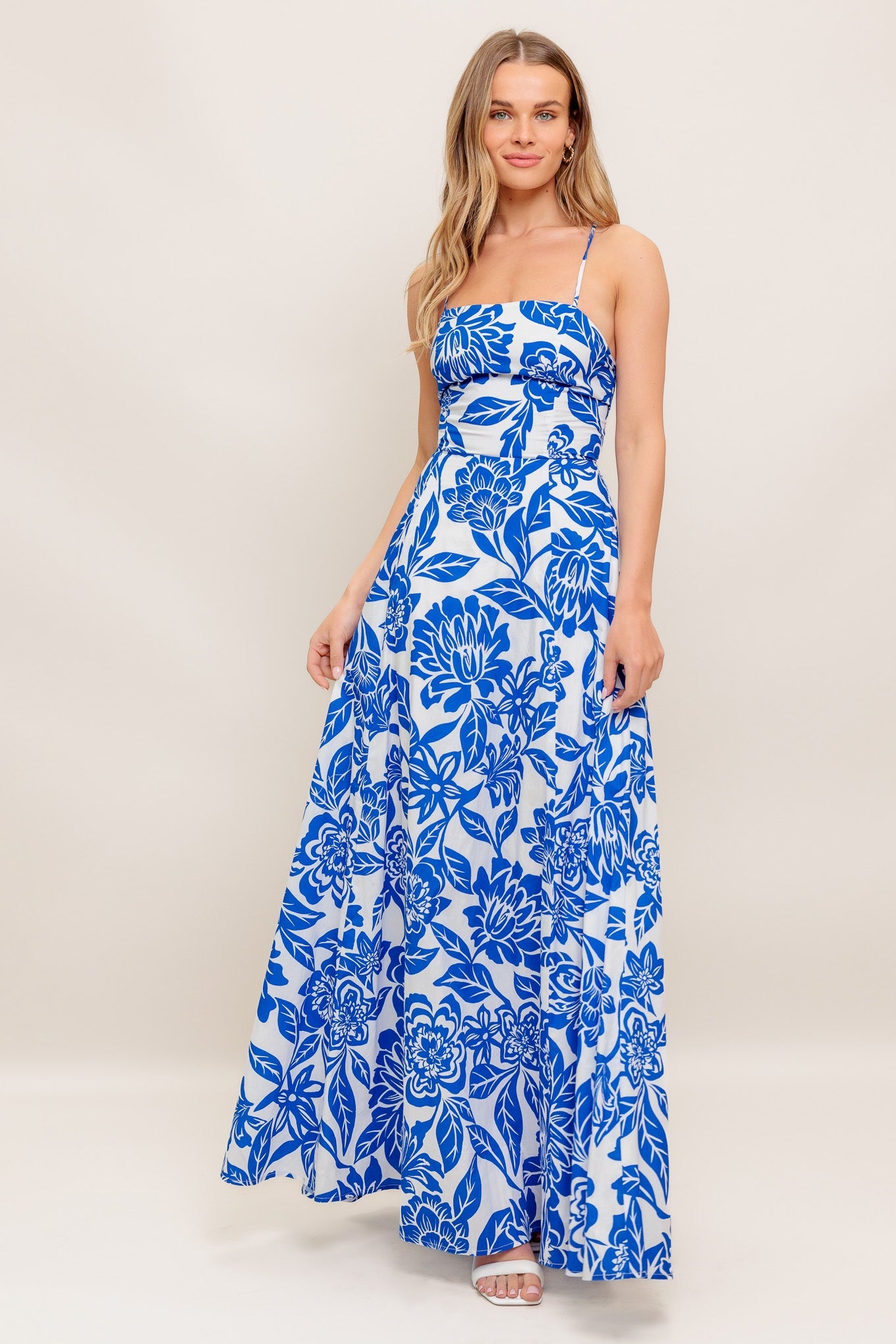 Seaside Bloom Woven Maxi Dress